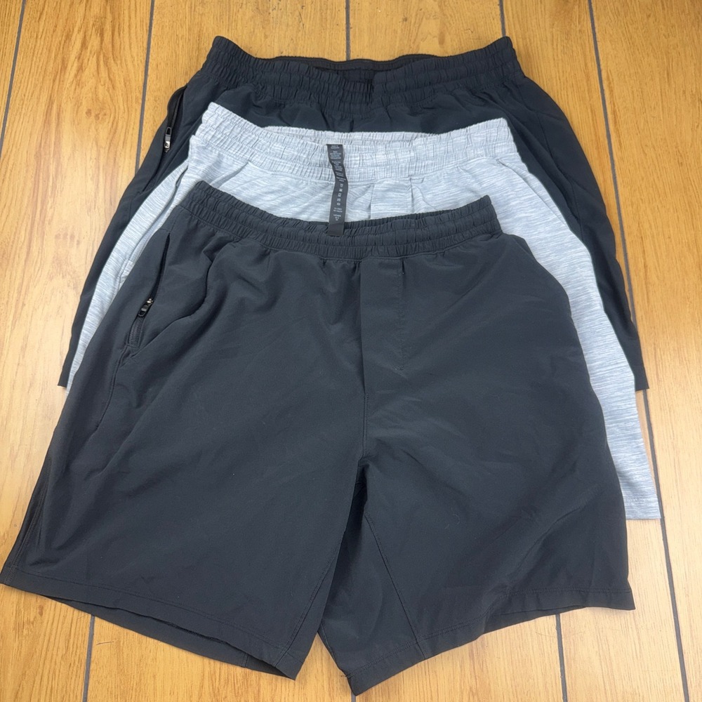 Lululemon Mens Pace Breaker 7" Shorts Bundle Set of 3 Black Grey Size Small